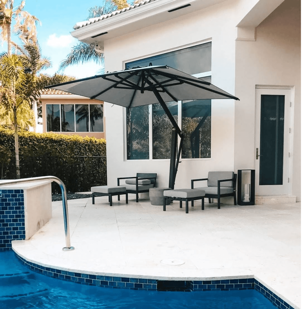 cheap patio table umbrellas Sonkuki 7.5 ft. Patio Market Crank and Tilt Umbrellas, Table Umbrellas,UV-Resistant Canopy in Lemon Green